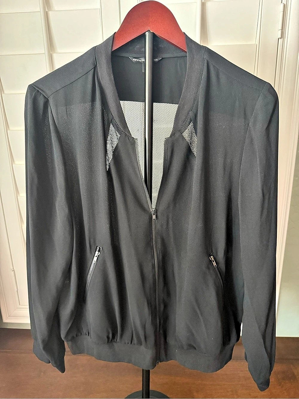 View by Walter Baker Mesh Bomber Jacket Black Large